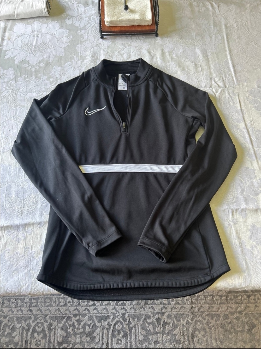 Nike Women’s  Black Half-Zip Pullover with White Stripe size XS
